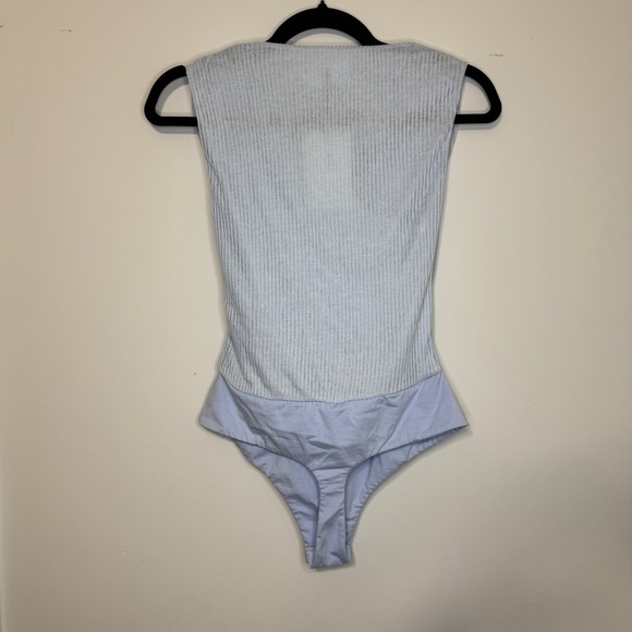 Souvenir Light Blue Draped Bodysuit - Picture 2 of 8